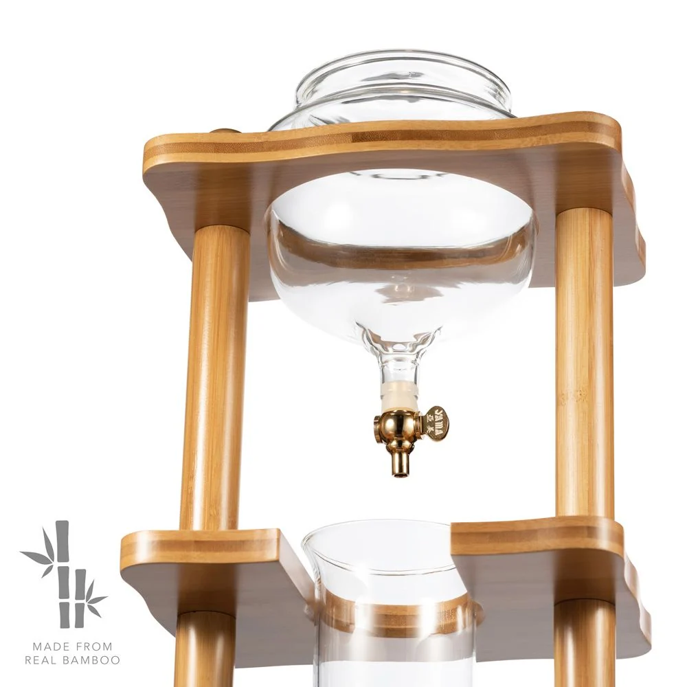 Yama Glass 6-8 Cup Cold Drip Maker Straight Bamboo Wood Frame - Image 2