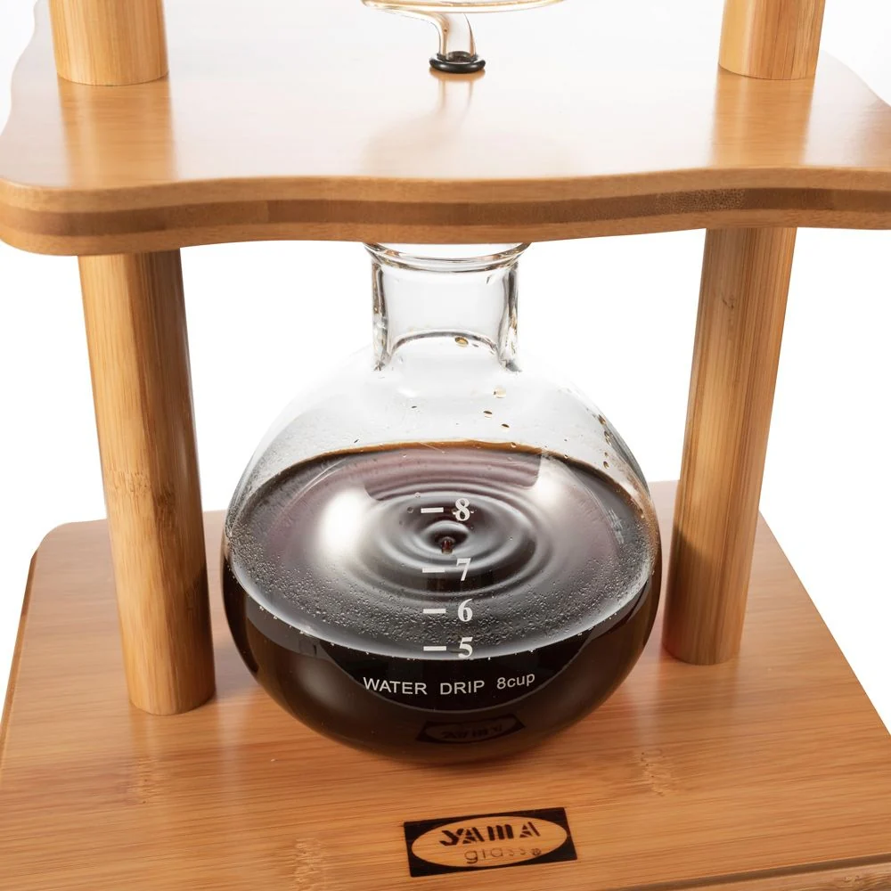 Yama Glass 6-8 Cup Cold Drip Maker Straight Bamboo Wood Frame - Image 4