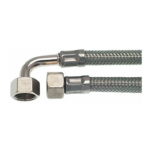 3/8" F X 3/8" F BSP Stainless Steel Flex Hose with Elbow - 2.0m (79")