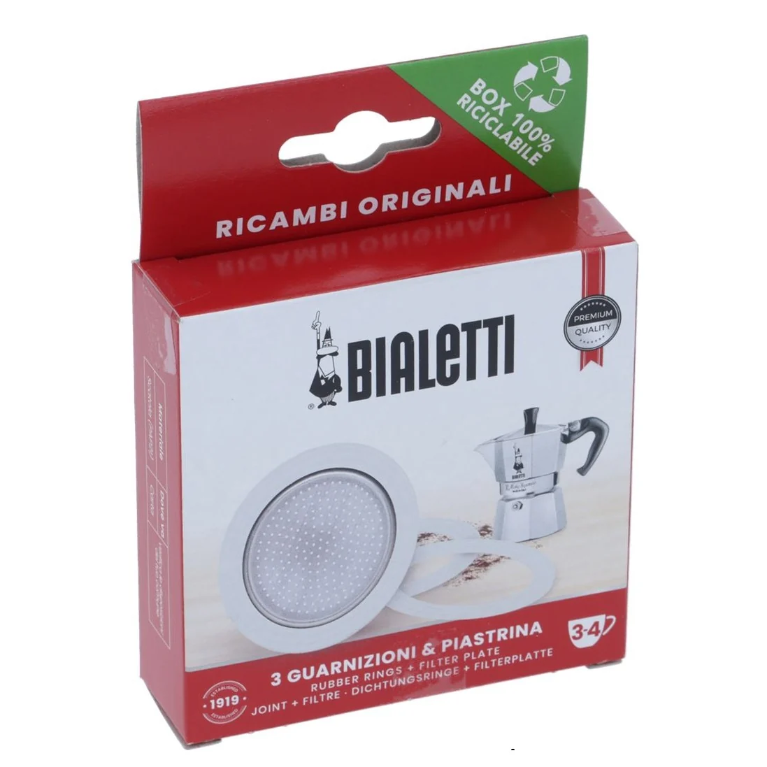 Bialetti Moka Express® Replacement Gaskets And Filter Screen - 2 cup (OD 57mm) - Image 2